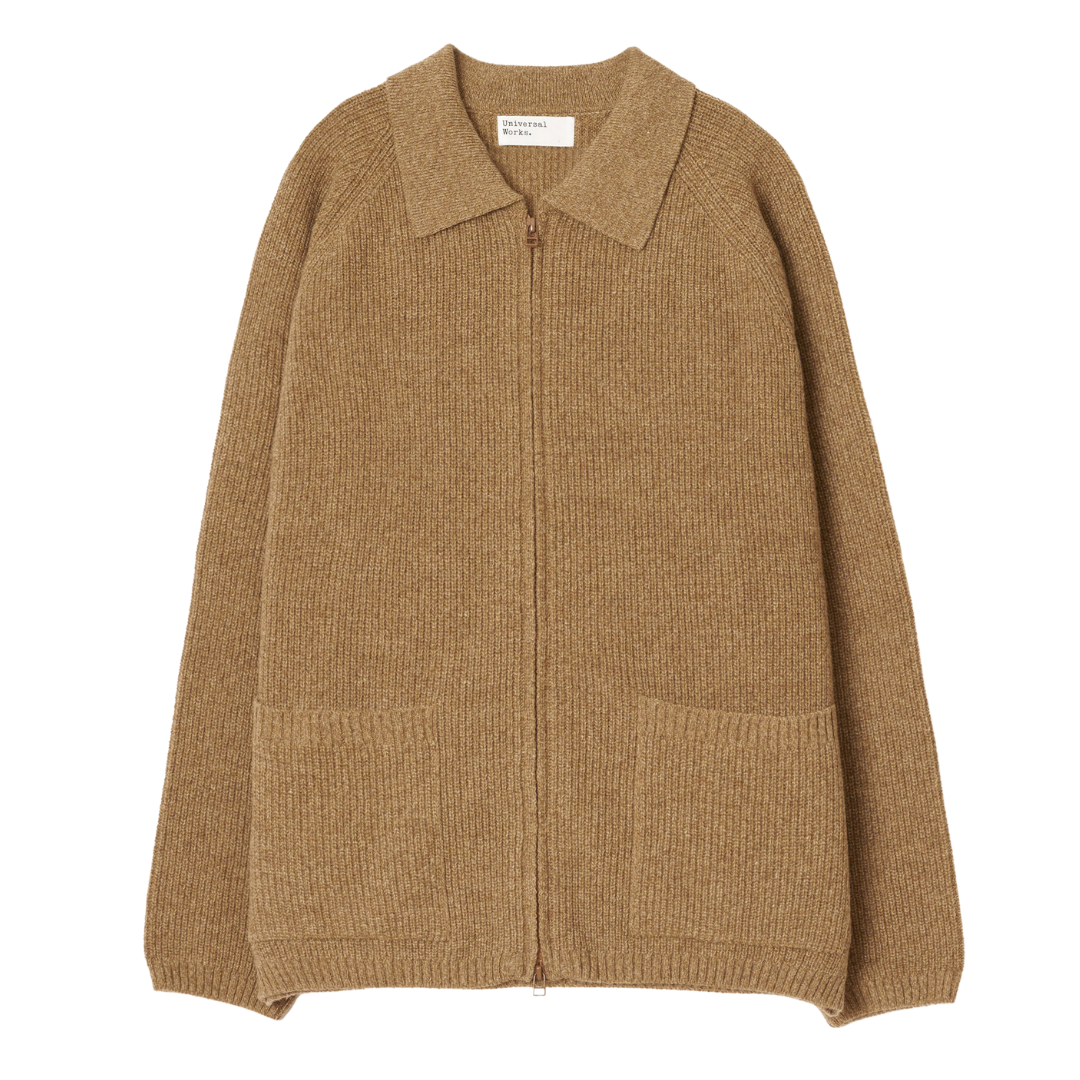 Universal Works Zip Up Cardigan in Tawny Brown