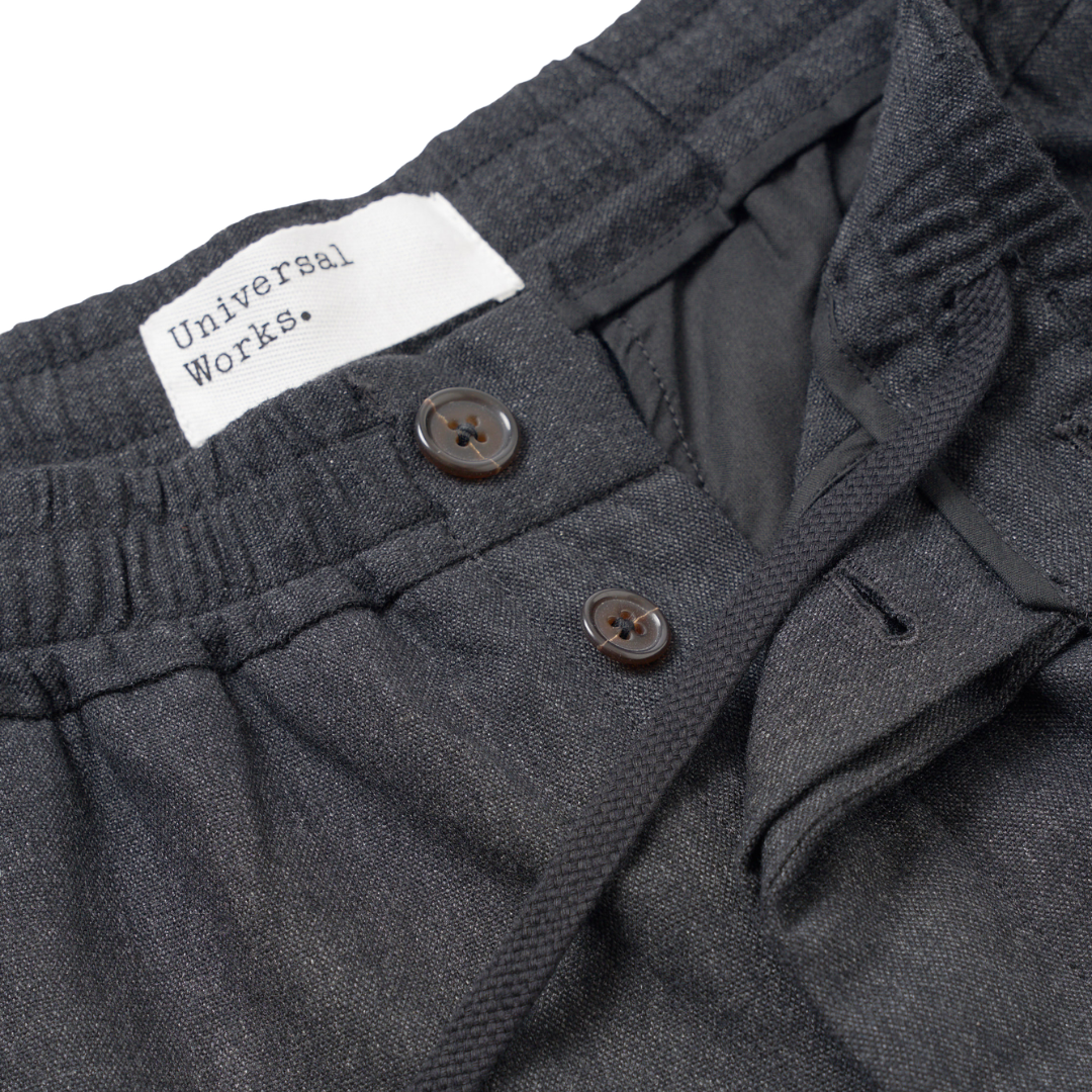 Universal Works Pleated Track Pant Trouser in Charcoal