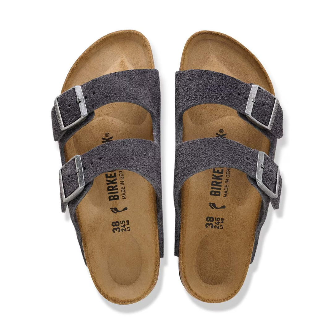 Birkenstock Arizona Suede Leather Sandal in Charcoal