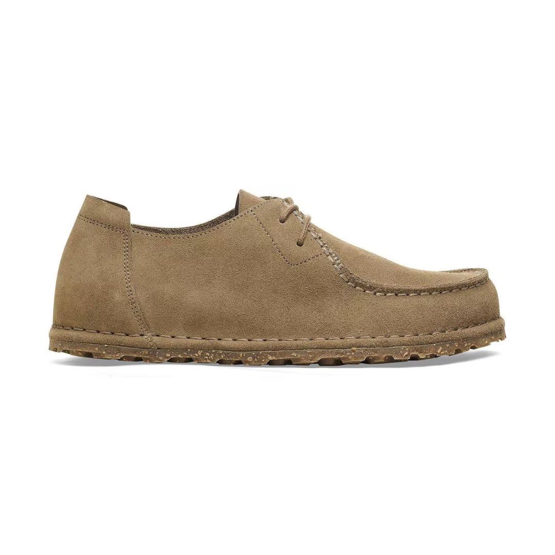 Birkenstock Utti Lace Suede Leather Shoe in Gray Taupe