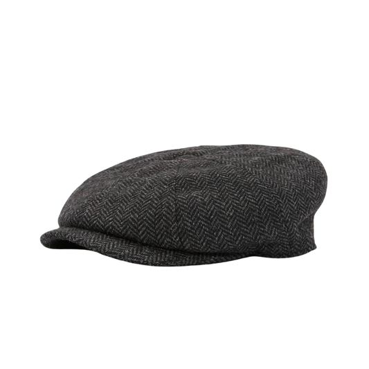 Barbour Fyne Tweed Baker Cap in Charcoal