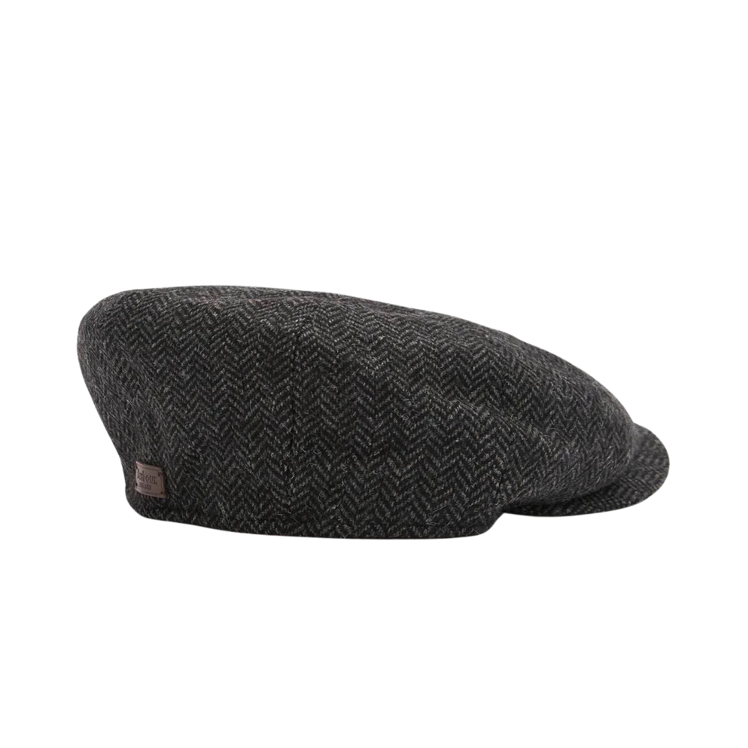 Barbour Fyne Tweed Baker Cap in Charcoal