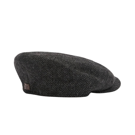 Barbour Fyne Tweed Baker Cap in Charcoal