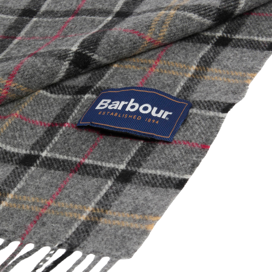 Barbour Tartan Lambswool Scarf in Modern Grey