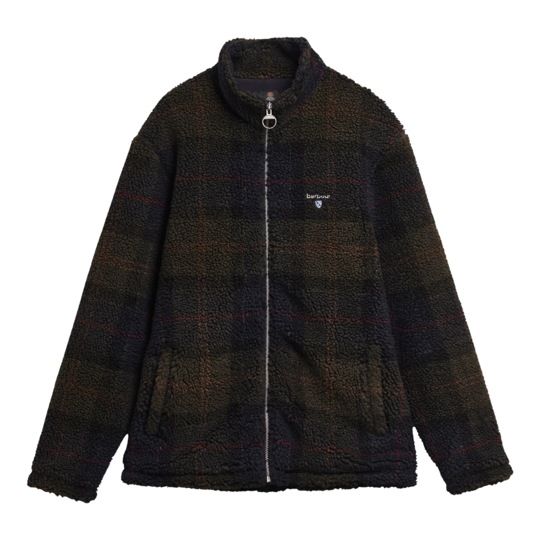 Barbour Tartan Zip Through Fleece in Shadow Classic Tartan