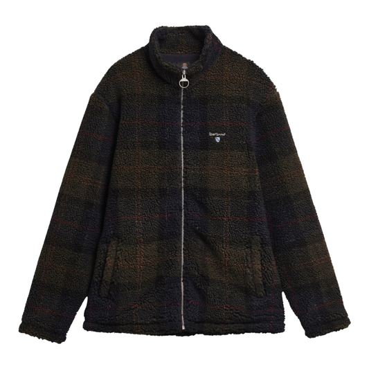 Barbour Tartan Zip Through Fleece in Shadow Classic Tartan