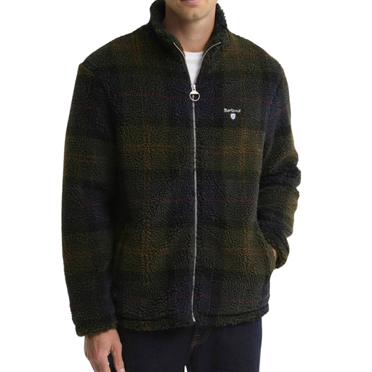 Barbour Tartan Zip Through Fleece in Shadow Classic Tartan