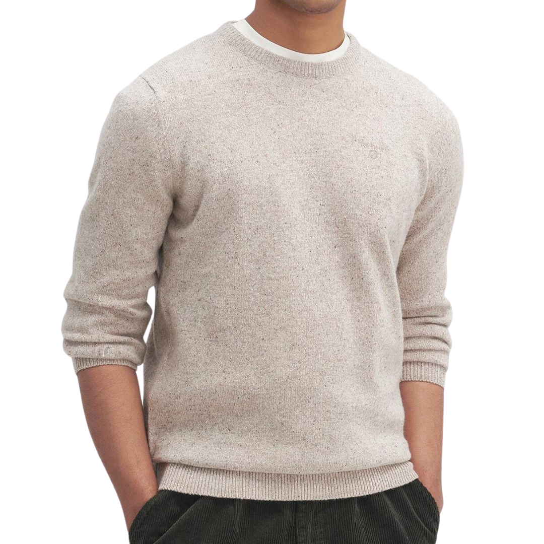 Barbour Essential Tisbury Crew Jumper in Stone