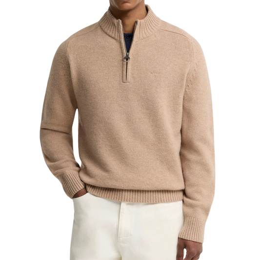 Barbour Newtown Half Zip Jumper in Washed Stone
