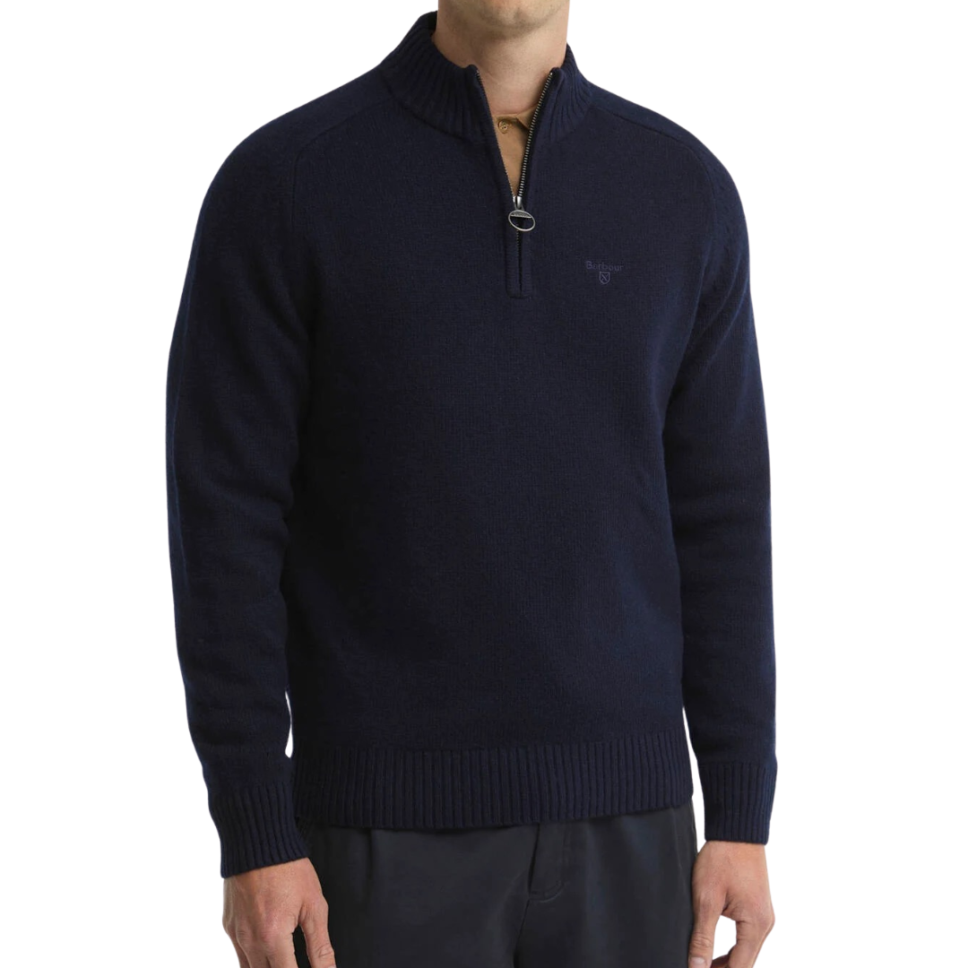 Barbour Newtown Half Zip Jumper in Navy