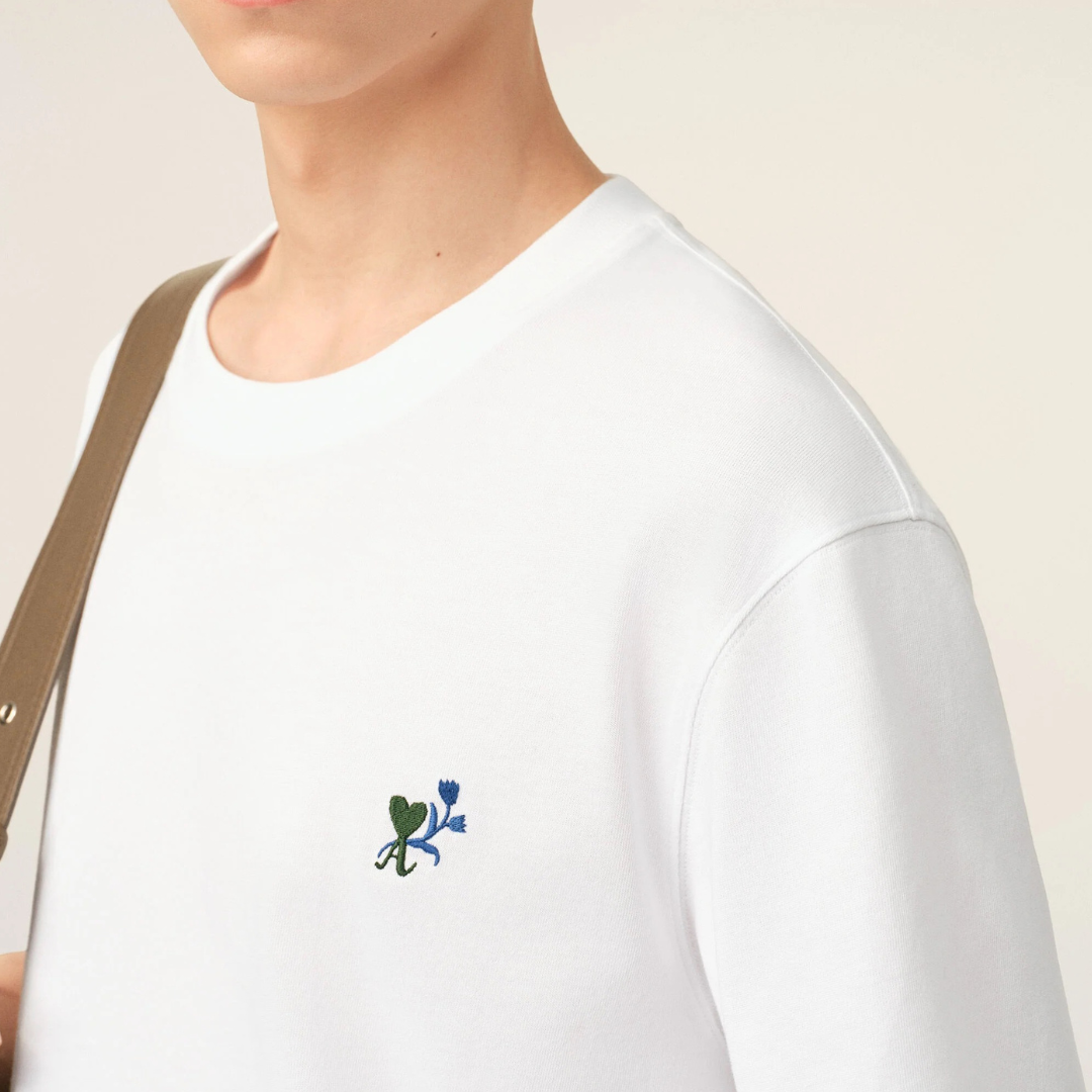 AMI Paris Tulipe Embroidery T-Shirt in White