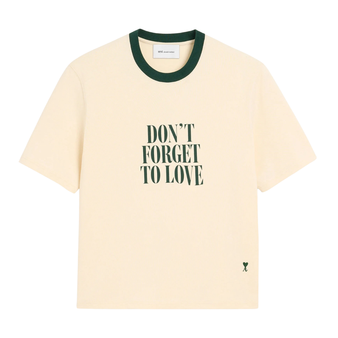 AMI Paris Don't Forget To Love T-Shirt in Ivory