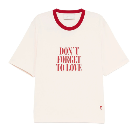 AMI Paris Don't Forget To Love T-Shirt in Ivory