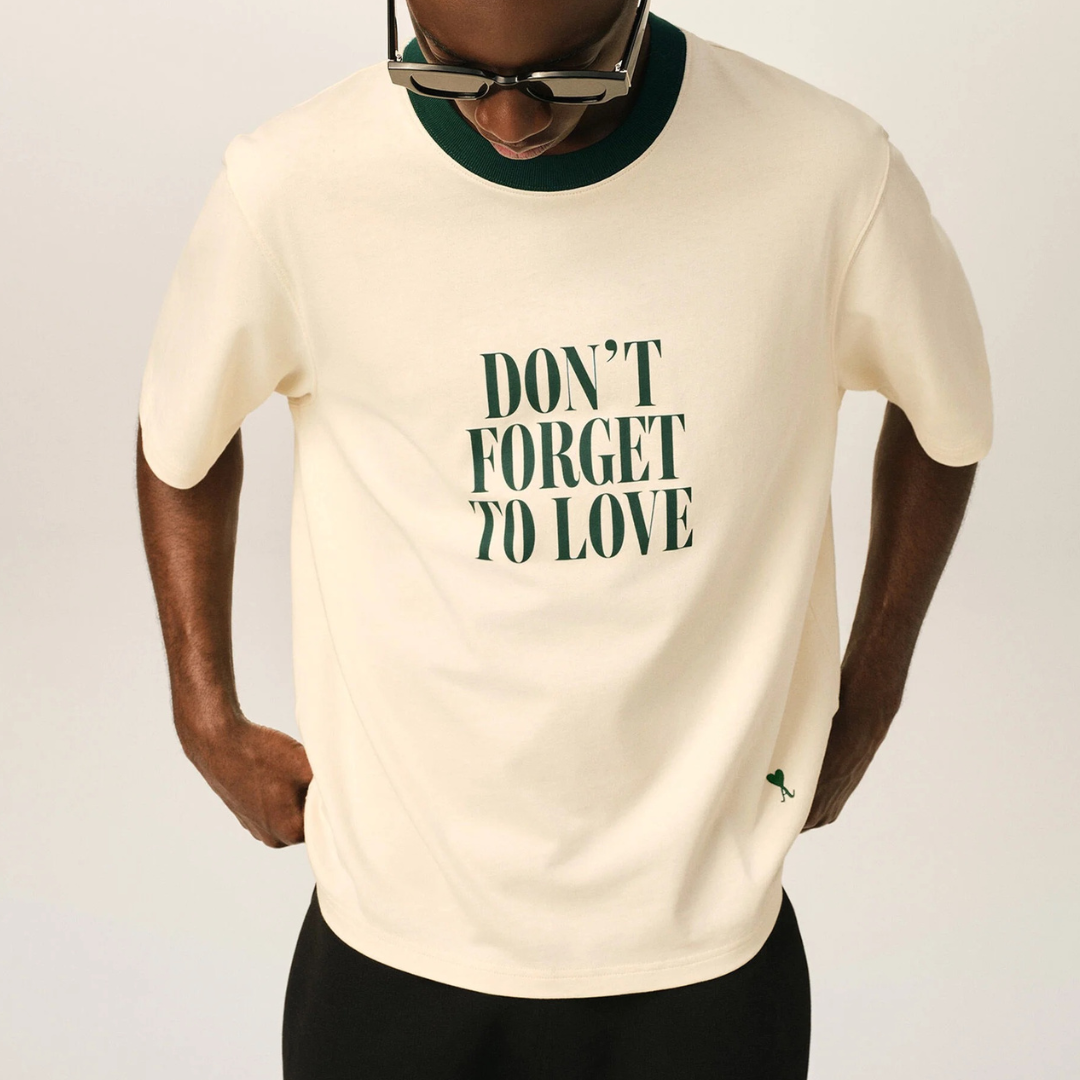 AMI Paris Don't Forget To Love T-Shirt in Ivory