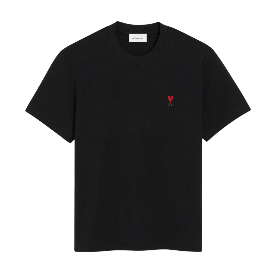 AMI Paris Red AMI De Coeur T-Shirt in Black