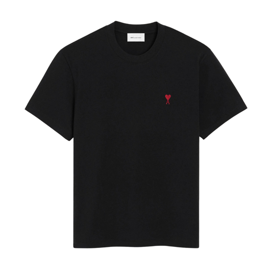 AMI Paris Red AMI De Coeur T-Shirt in Black