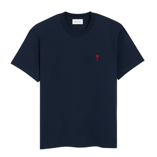 AMI Paris Red AMI De Coeur T-Shirt in Night Blue