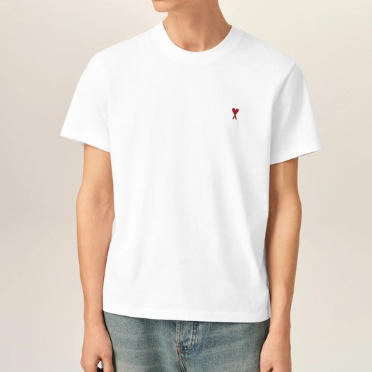 AMI Paris Red AMI De Coeur T-Shirt in White