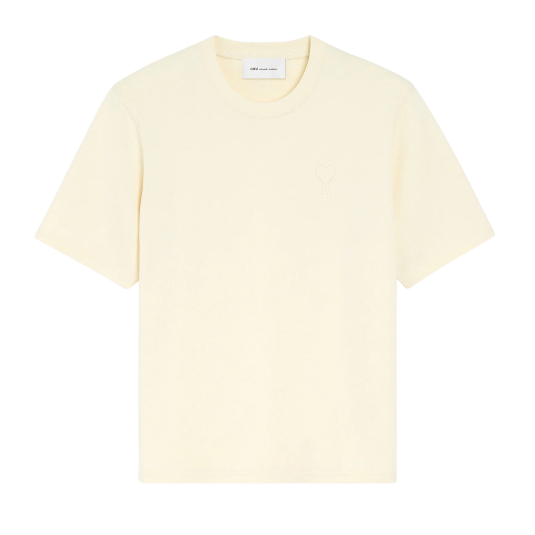 AMI Paris Embossed Logo T-Shirt in Ivory