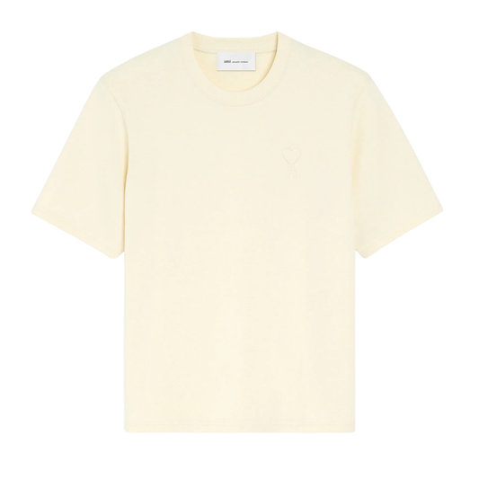 AMI Paris Embossed Logo T-Shirt in Ivory