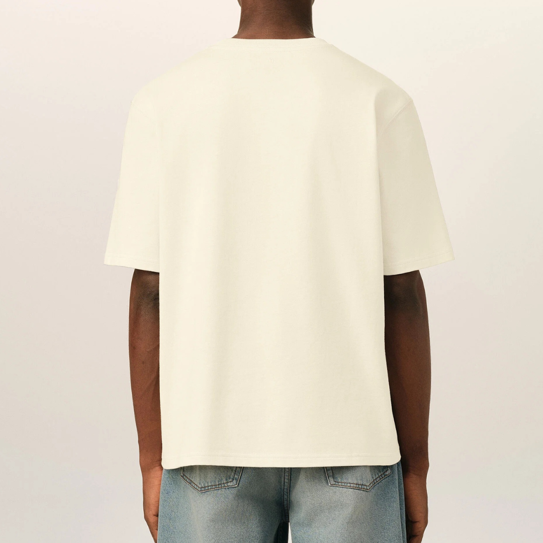 AMI Paris Embossed Logo T-Shirt in Ivory