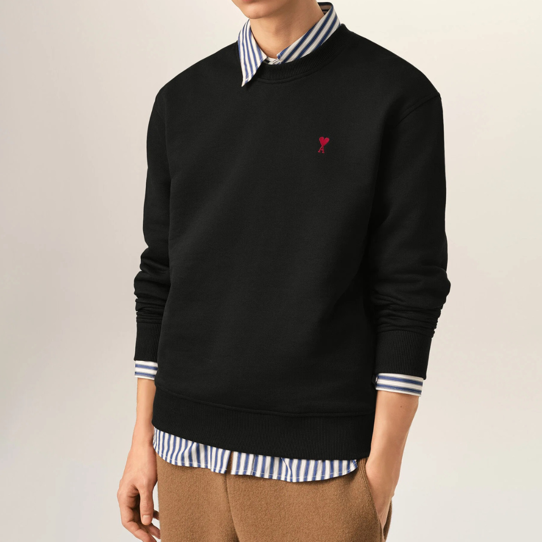 AMI Paris Red AMI De Coeur Sweatshirt in Black
