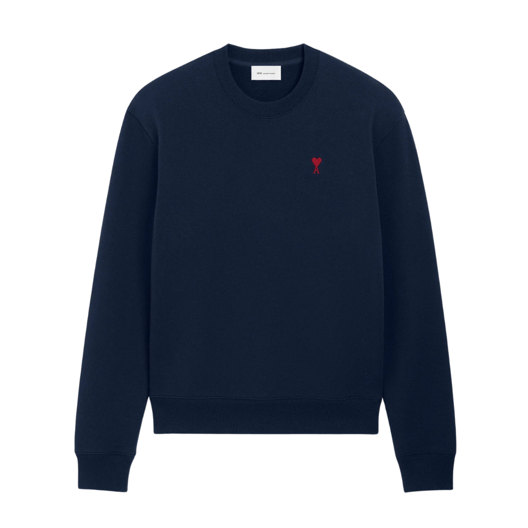 AMI Paris Red AMI De Coeur Sweatshirt in Night Blue