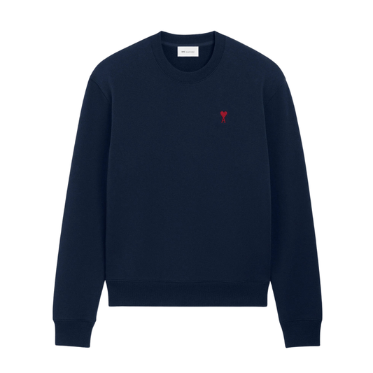 AMI Paris Red AMI De Coeur Sweatshirt in Night Blue