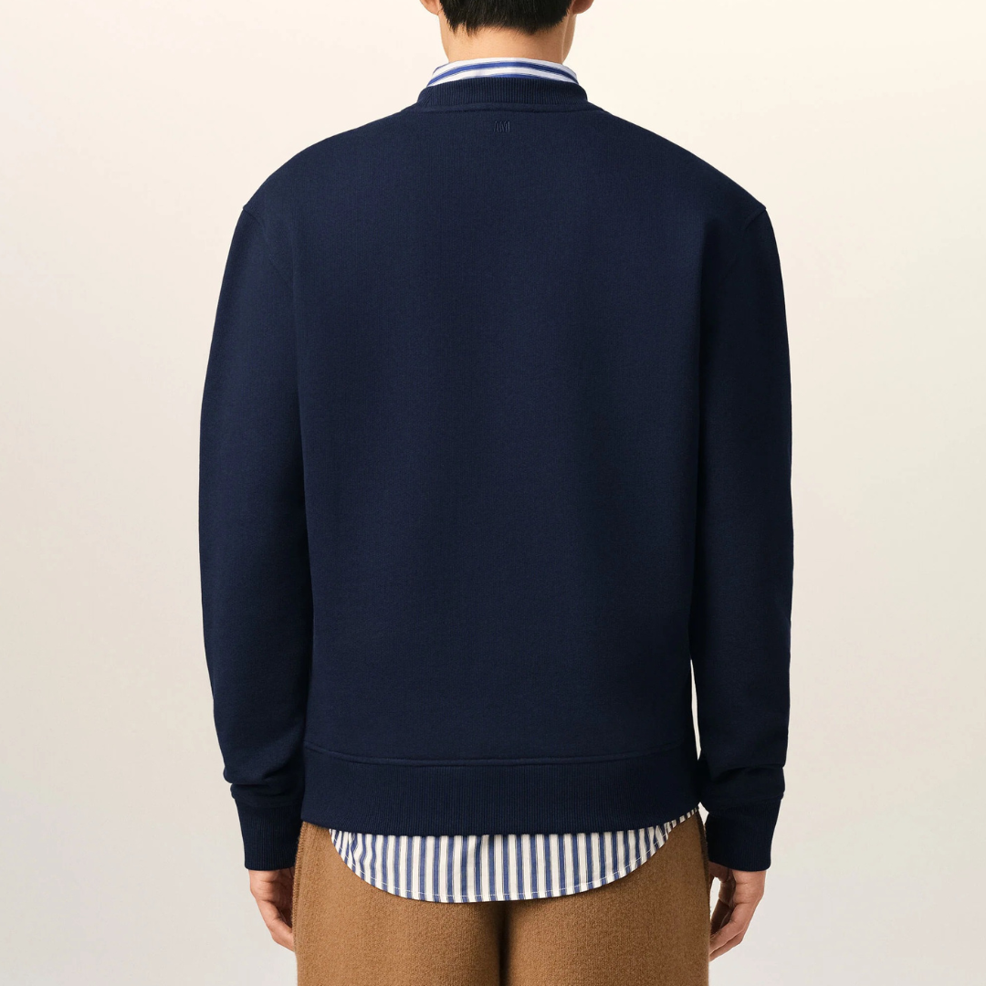 AMI Paris Red AMI De Coeur Sweatshirt in Night Blue