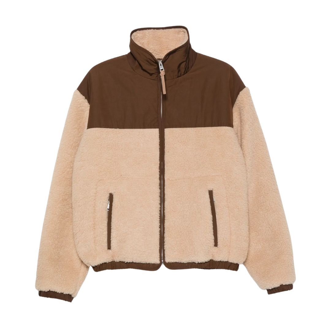 AMI Paris Zip Up Fleece Top in Beige