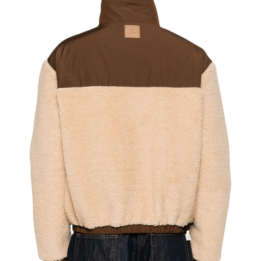 AMI Paris Zip Up Fleece Top in Beige