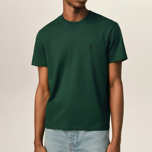 AMI Paris Contrast ADC T-Shirt in Bottle Green