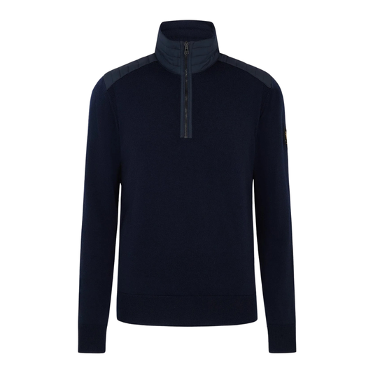 Belstaff Kilmington Quarter Zip Jumper in Dark Ink