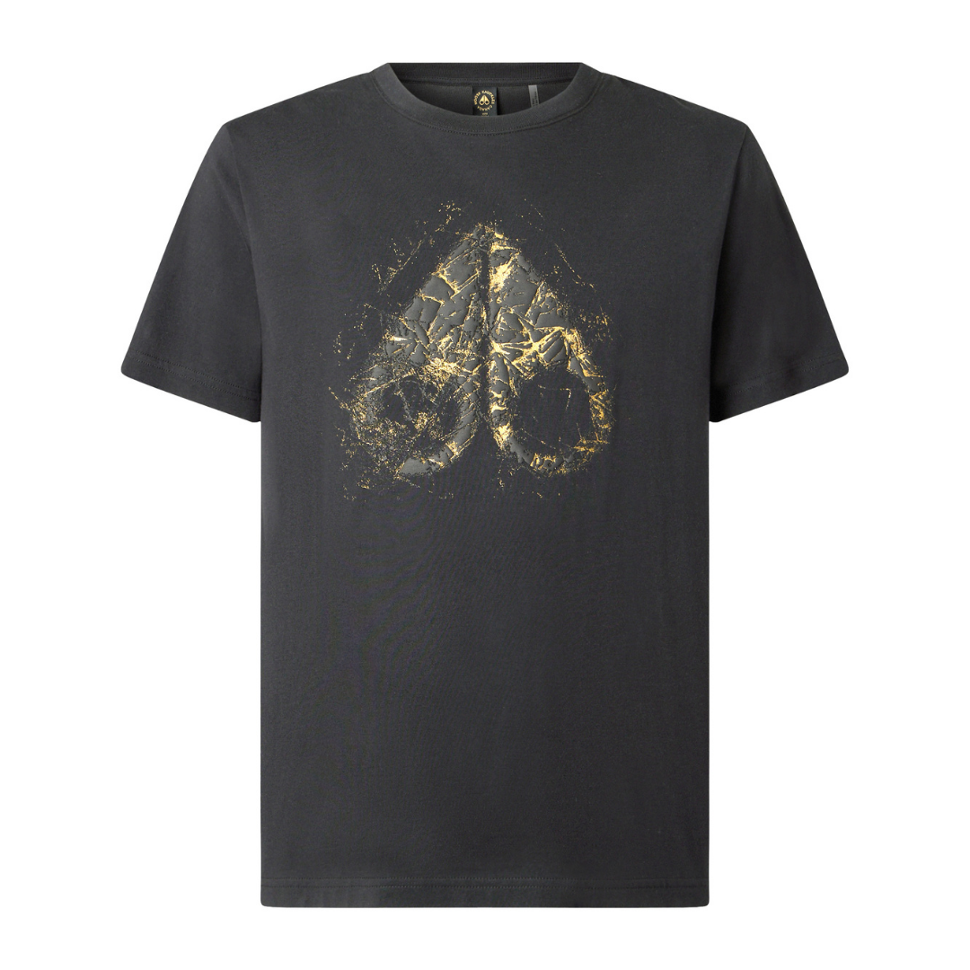 Moose Knuckles Gold Icebreak Logo T-Shirt in Black