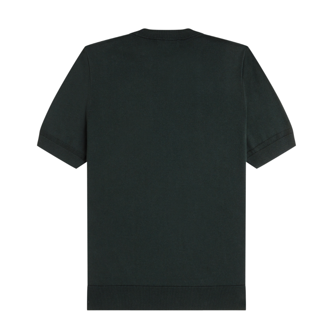 Fred Perry Cotton Knitted T-Shirt in Night Green