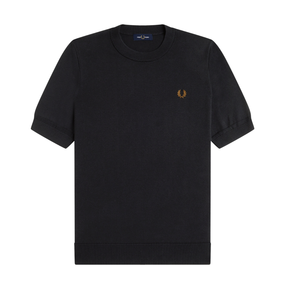 Fred Perry Cotton Knitted T-Shirt in Black