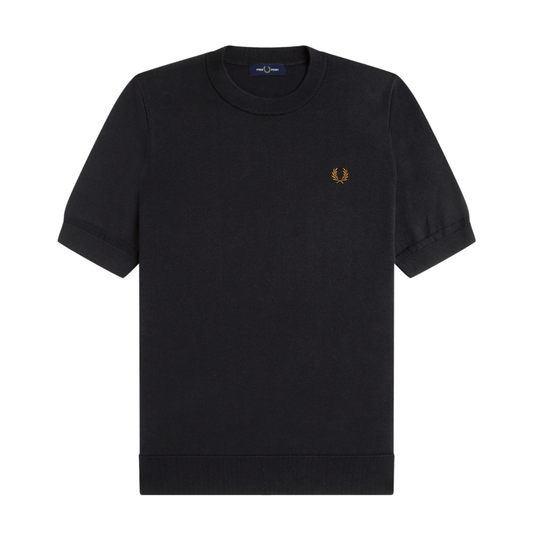 Fred Perry Cotton Knitted T-Shirt in Black