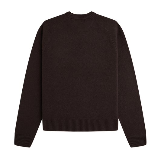 Fred Perry Saddle Sleeve Jumper in Rich Brown