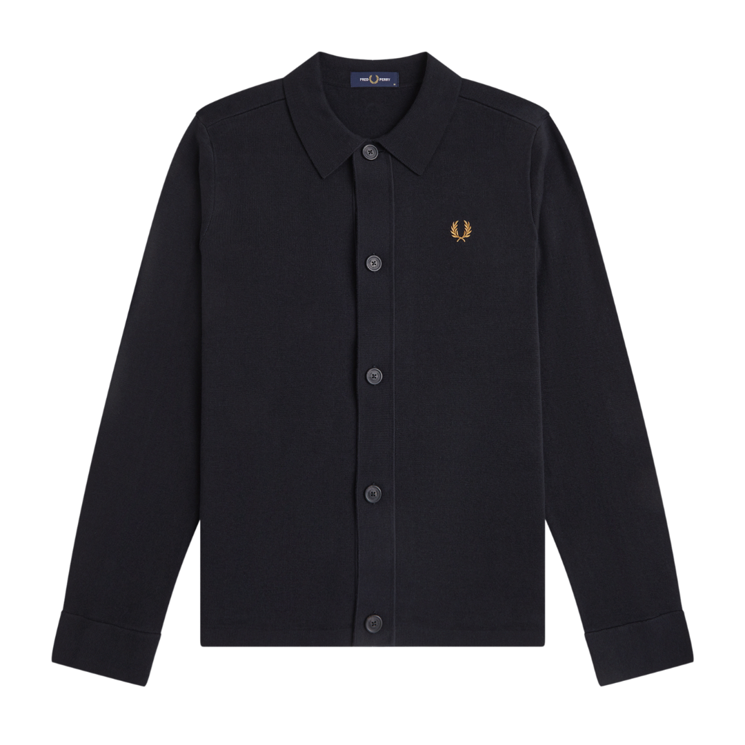 Fred Perry Knitted Overshirt in Black
