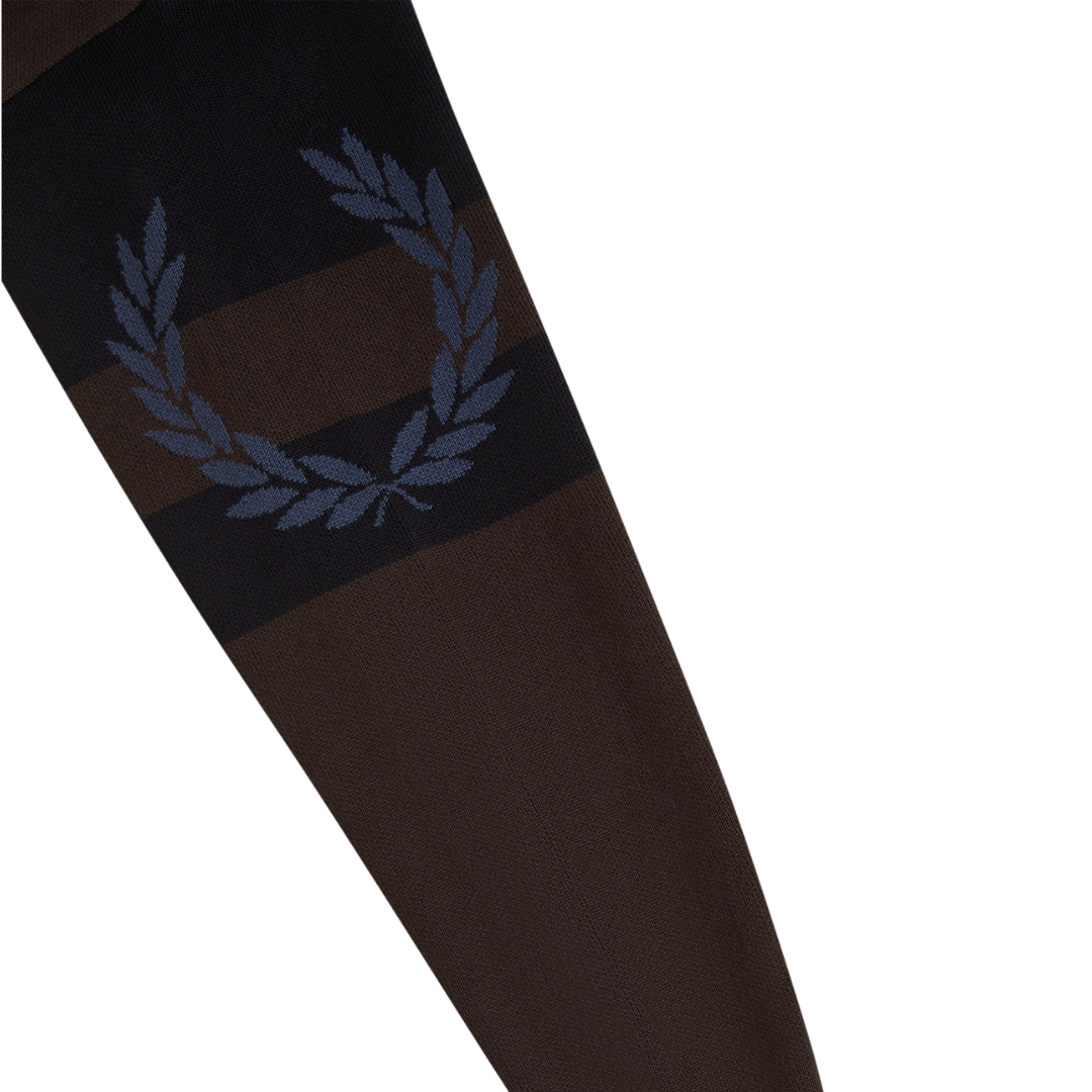 Fred Perry Tipped Graphic Zip Cardigan in Rich Brown