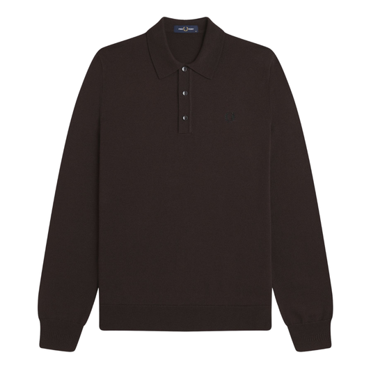 Fred Perry Classic Knitted Polo Shirt in Rich Brown