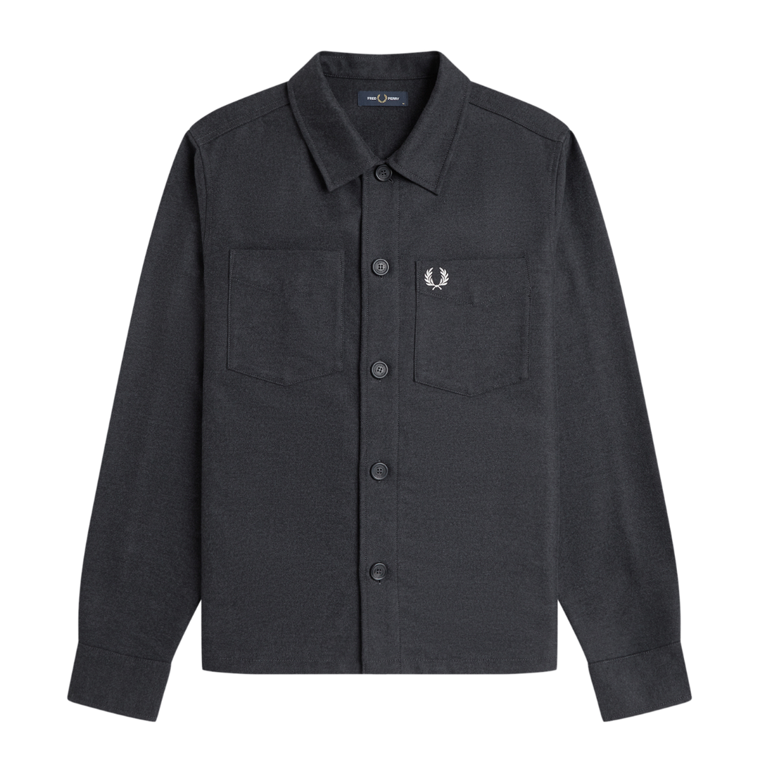 Fred Perry Brushed Twill Overshirt in Charcoal Marl