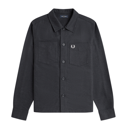 Fred Perry Brushed Twill Overshirt in Charcoal Marl