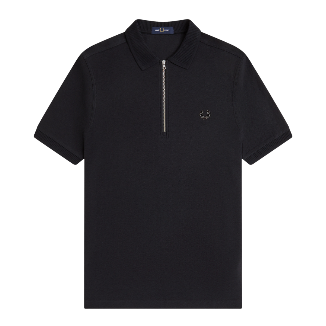 Fred Perry Crepe Pique Polo Shirt in Black