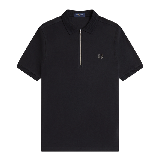 Fred Perry Crepe Pique Polo Shirt in Black