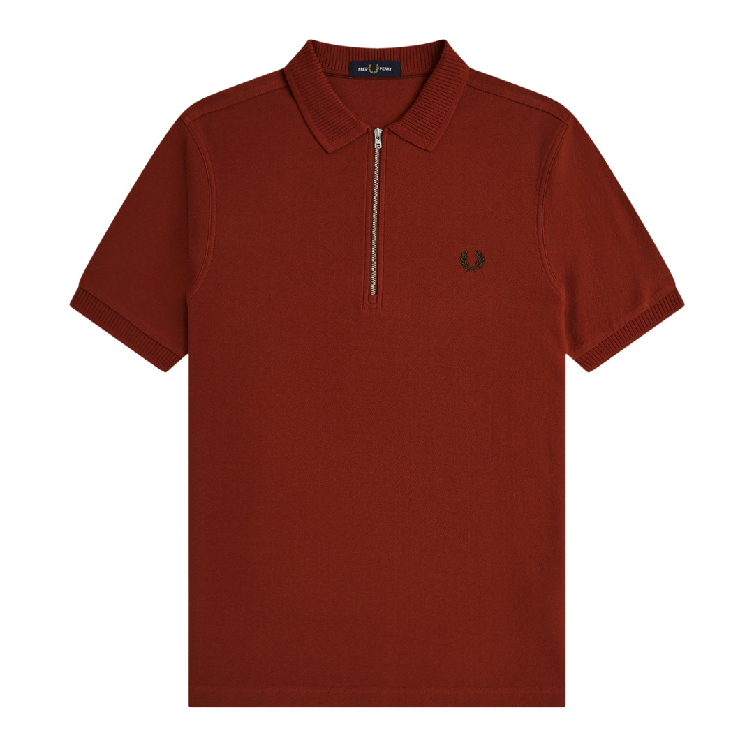 Fred Perry Crepe Pique Polo Shirt in Brandy