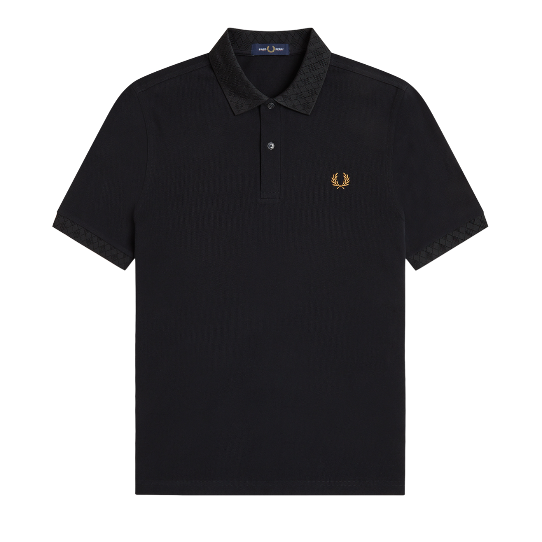 Fred Perry Jacquard Trim Polo in Black
