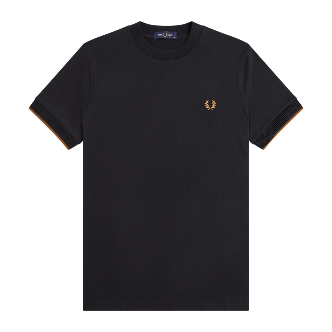 Fred Perry Mesh Cuff T-Shirt in Black