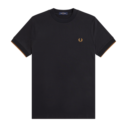 Fred Perry Mesh Cuff T-Shirt in Black