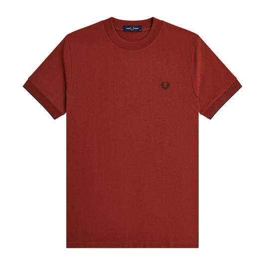 Fred Perry Mesh Cuff T-Shirt in Brandy